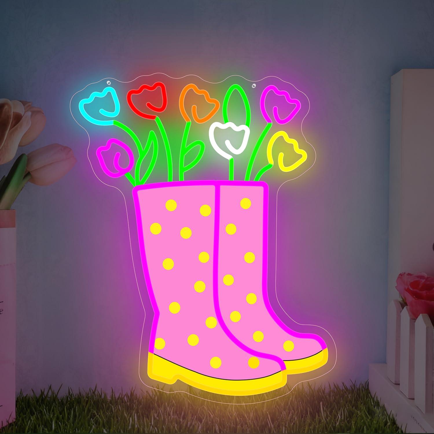 Boots - لافتة نيون على شكل زهور التوليب