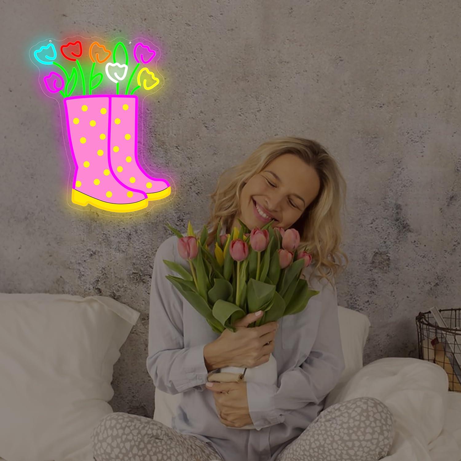 لافتة نيون على شكل زهور التولي - مراجعة Boots وسعره