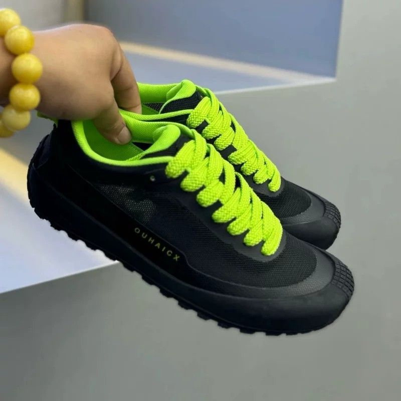 أحذية رياضية رجالية منخفضة الا - مراجعة Knit Fabric Lace Up Sneakers وسعره